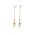 97287 xuping joyas 18K color oro moda Pendientes de gota cruzada de mujer sintética CZ